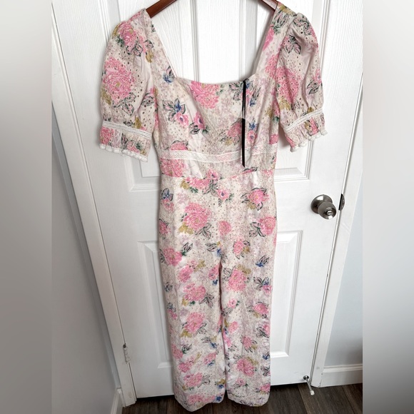 NWT Adelyn Rae Angei Eyelet Embroidered Jumpsuit in Pink Floral - Picture 10 of 15
